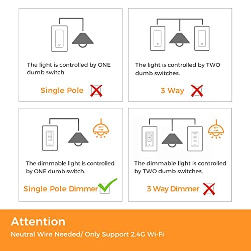 Refoss Smart Wi-Fi Single Pole Dimmer Switch, MSS560HK (US Version)