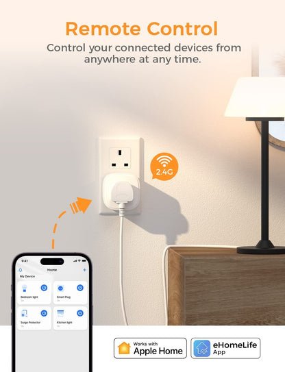 Refoss Smart Wi-Fi Plug with Energy Monitor, MSS210P, 2 Pack (UK Version)