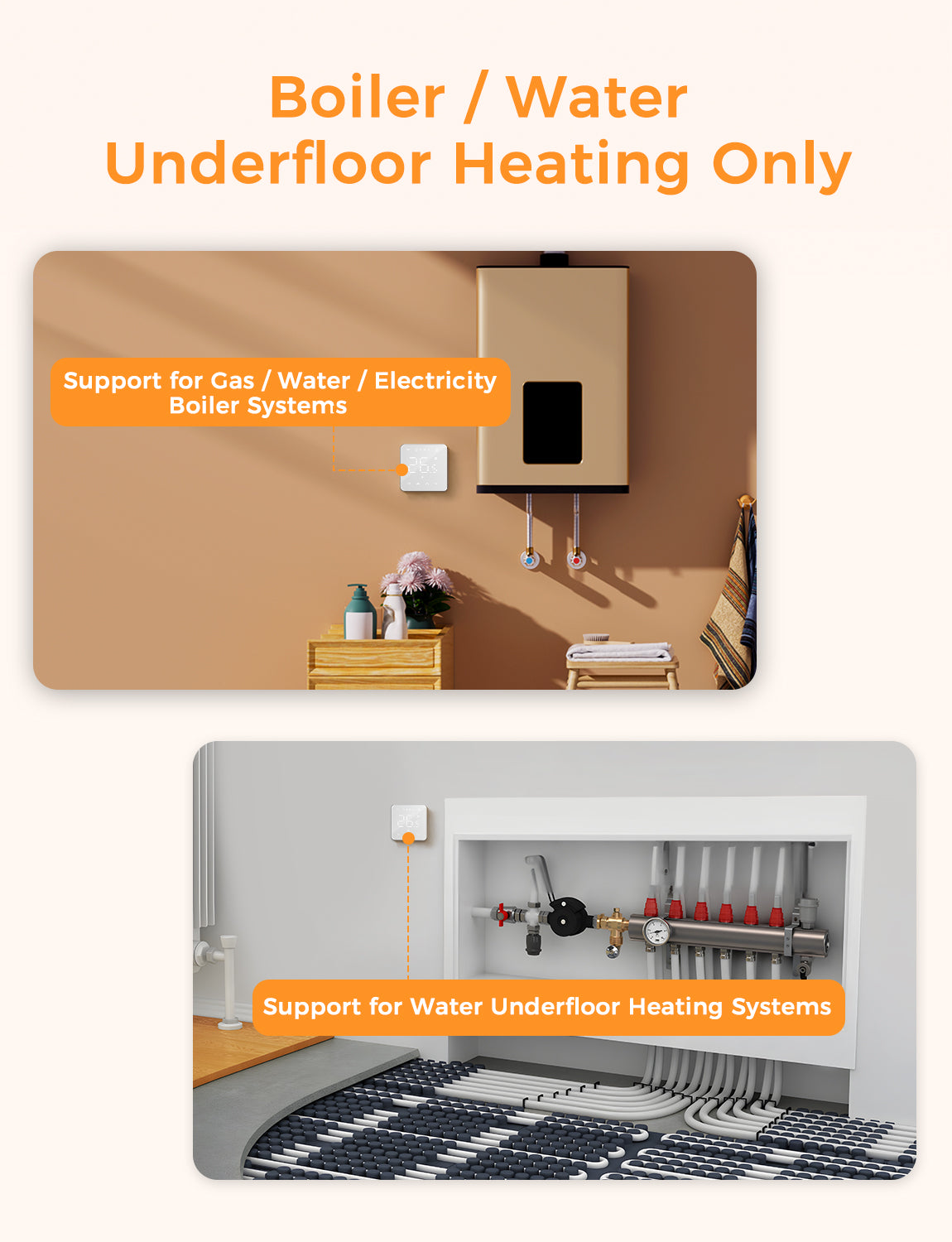 Refoss Smart Wi-Fi Thermostat For Boiler/Water Underfloor Heating System, MTS200BHK