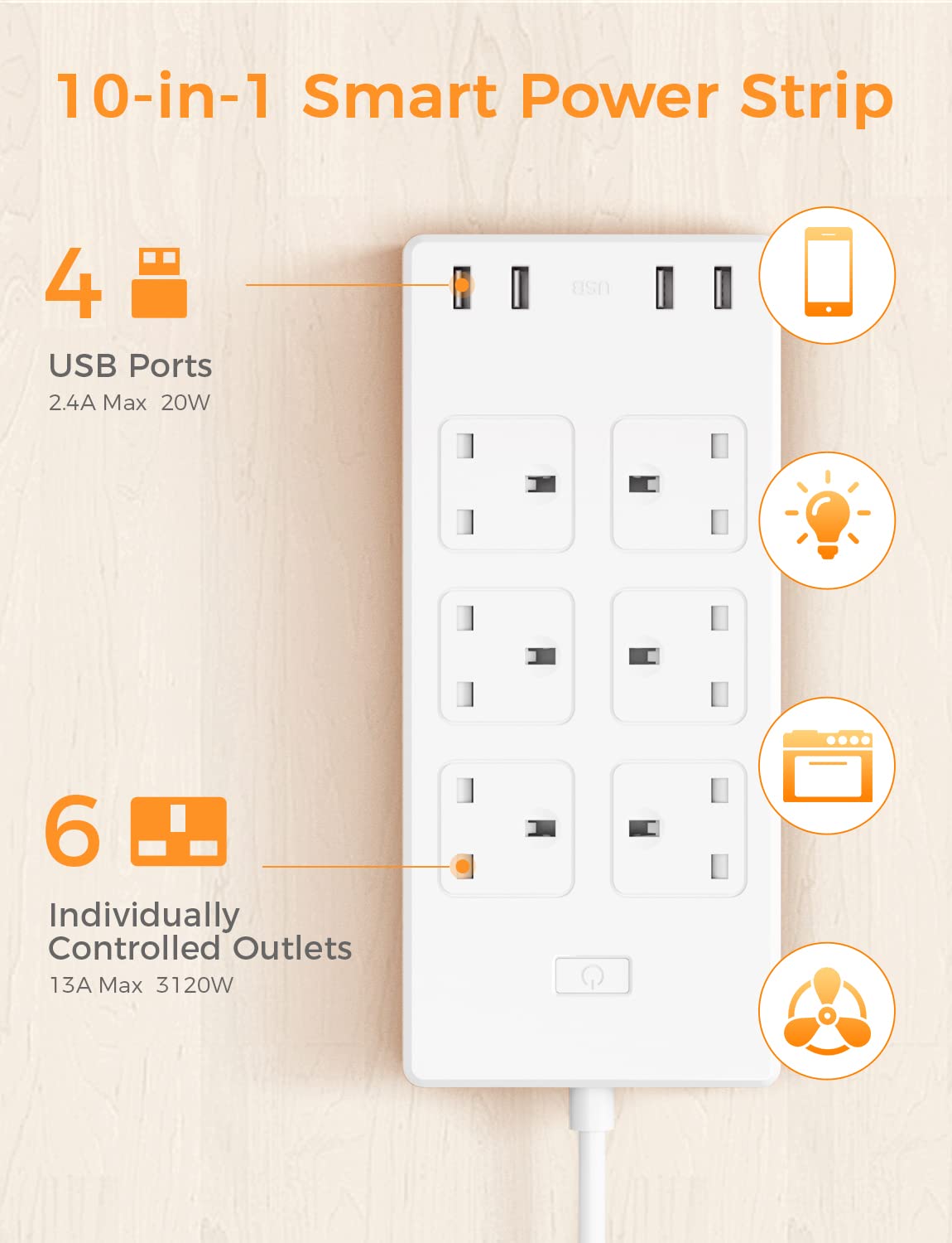 Refoss Smart Wi-Fi Surge Protector, MSS426HK(UK Version)